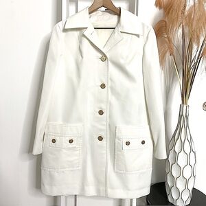 Pier 4 Vintage 70s Fashioned Outer Wear White Swing Coat Size Large